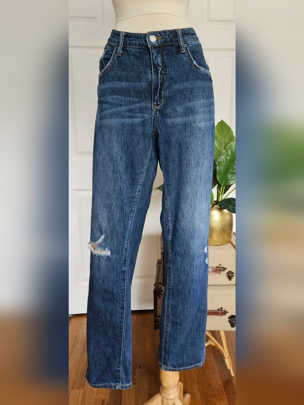 Pilcro Slim Boyfriend Crop distressed Strait Leg Mid High Rise Size 31tall